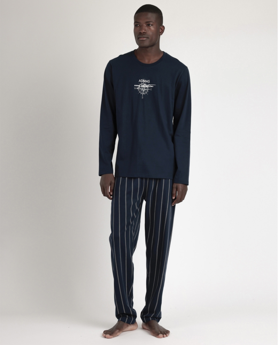 ADMAS Pijama Manga Larga Navy Collection para Hombre AZUL