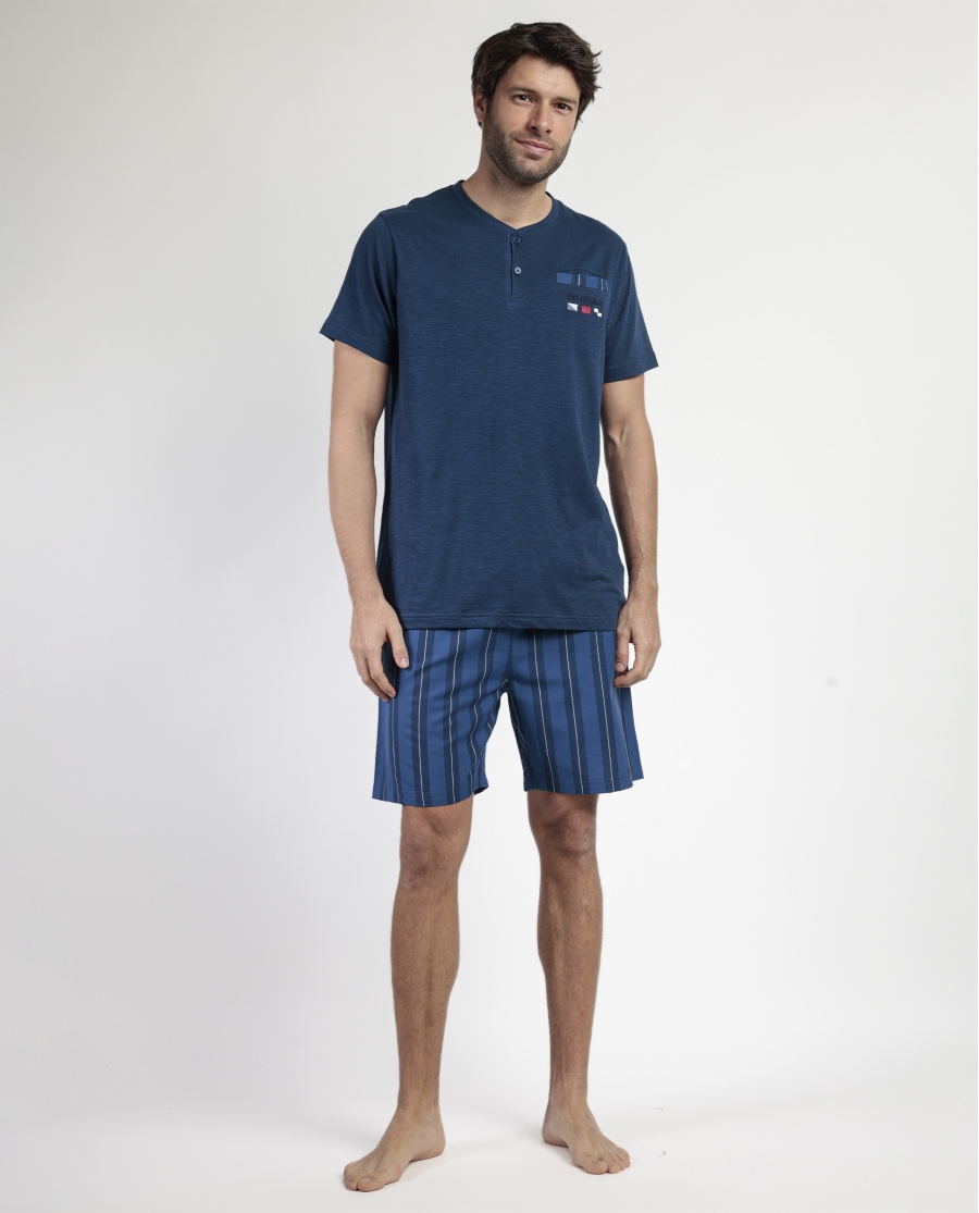 ANTONIO MIRO Pijama Manga Corta Marine Flags para Hombre AZUL