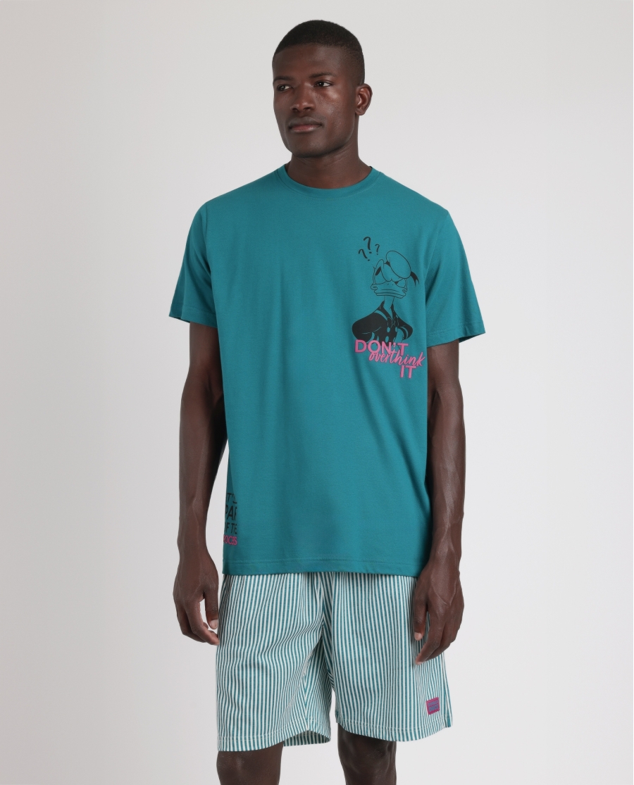 DISNEY Pijama Manga Corta Overthink It para Hombre OCEANO