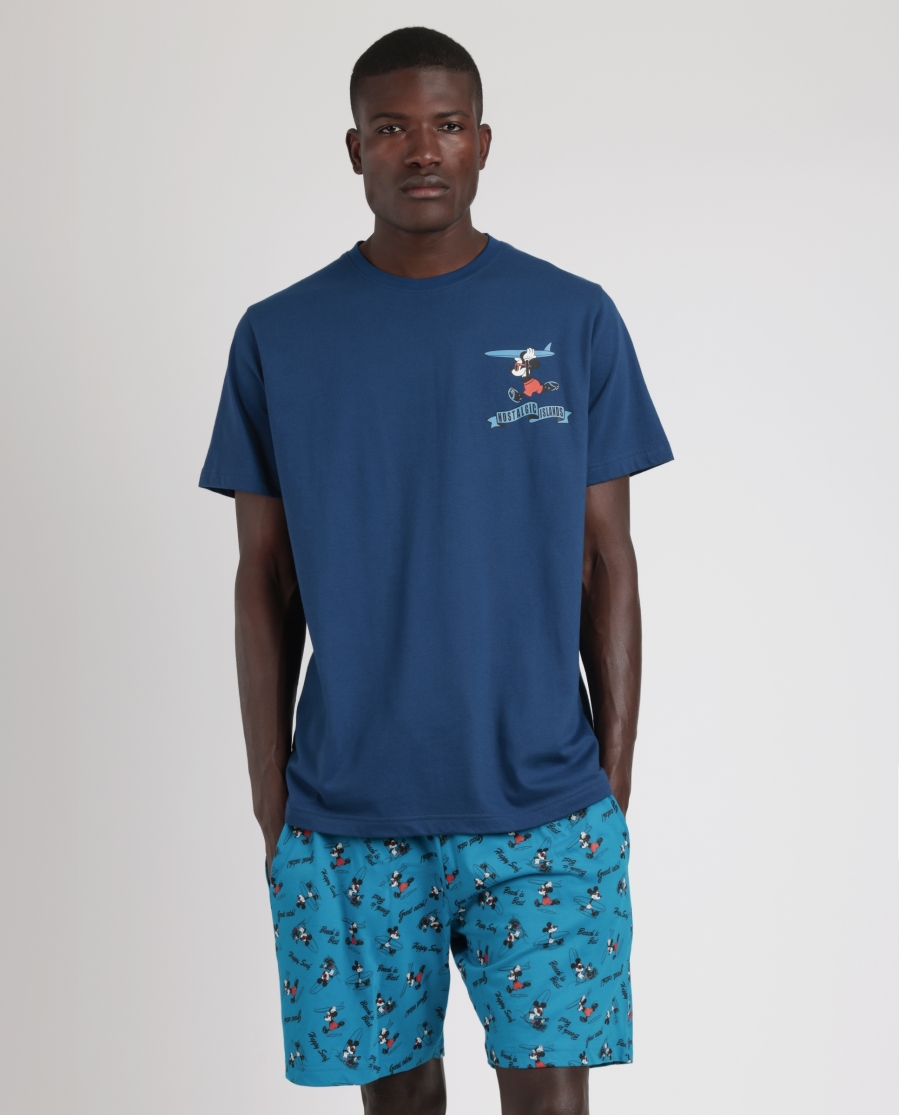 DISNEY Pijama Manga Corta Ride The Wave para Hombre AZUL