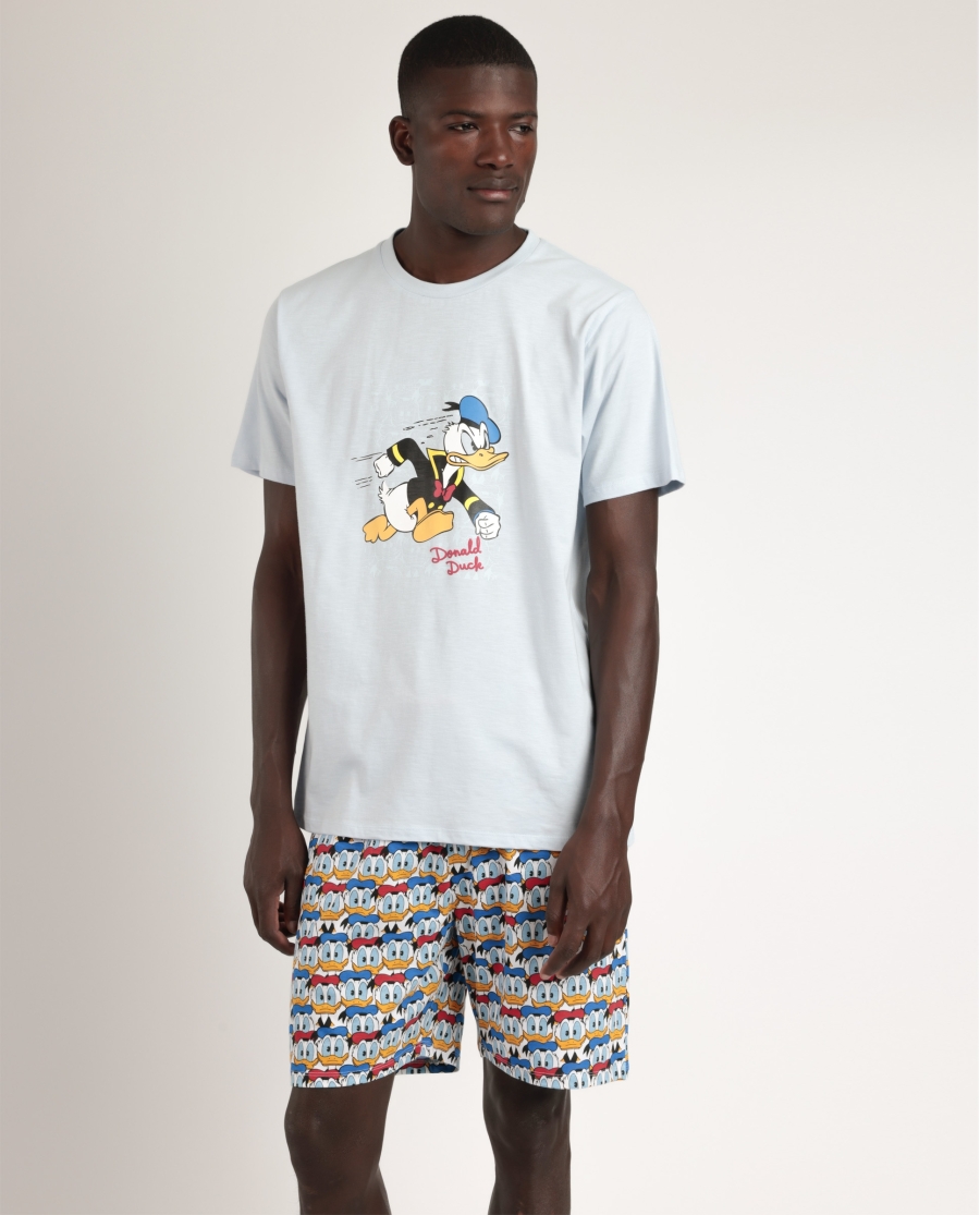 DISNEY Pijama Manga Corta Donald Vintage para Hombre AZUL
