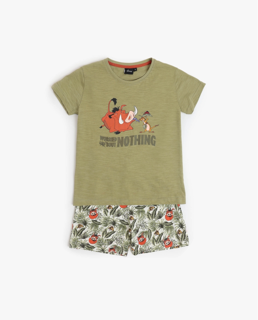 DISNEY Pijama Manga Corta Timon & Pumbaa para Niño CAQUI