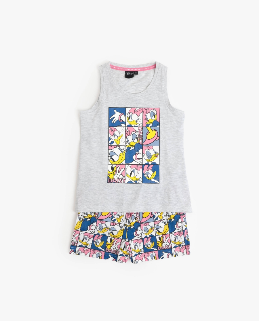 DISNEY Pijama Sin Mangas Daisy Poses para Niña GRIS JASPE