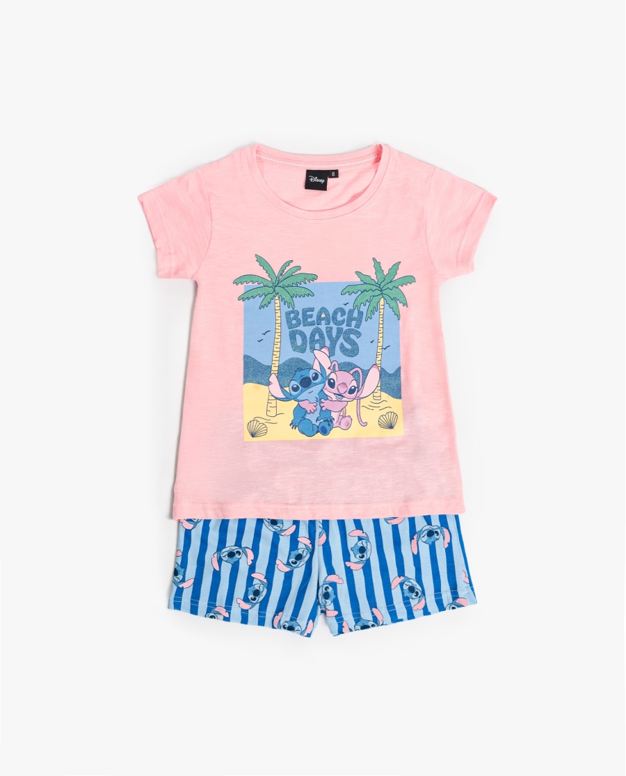 DISNEY Pijama Manga Corta Stitch Waves para Niña ROSA