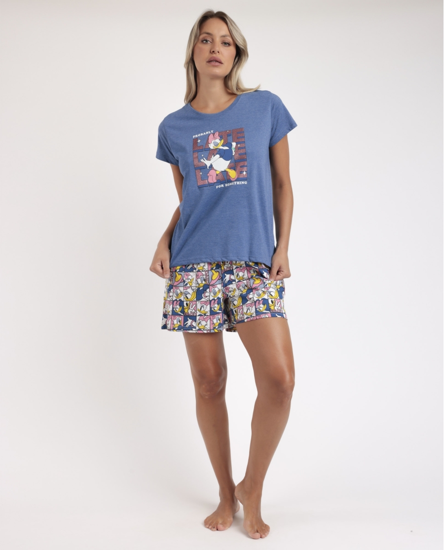 DISNEY Pijama Manga Corta Daisy Poses para Mujer AZUL