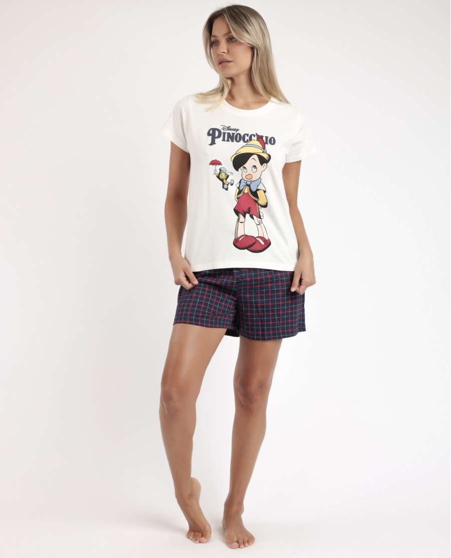 DISNEY Pijama Manga Corta Classic Pinocchio para Mujer CRUDO