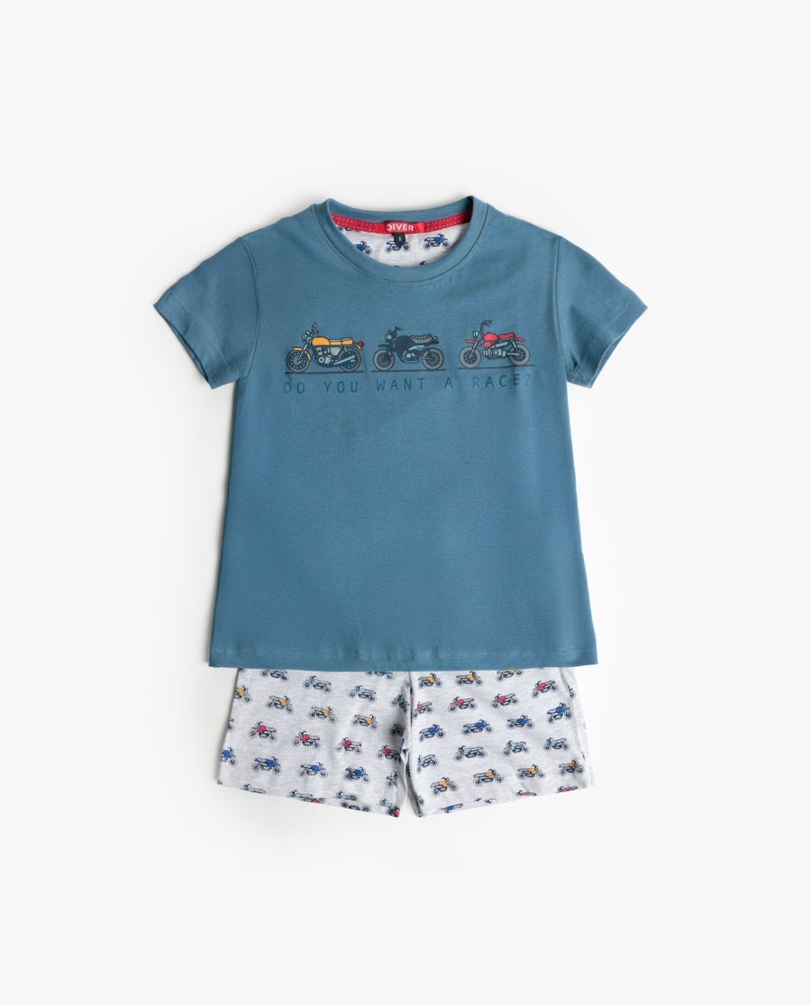 DIVER Pijama Manga Corta Race para Niño AZUL