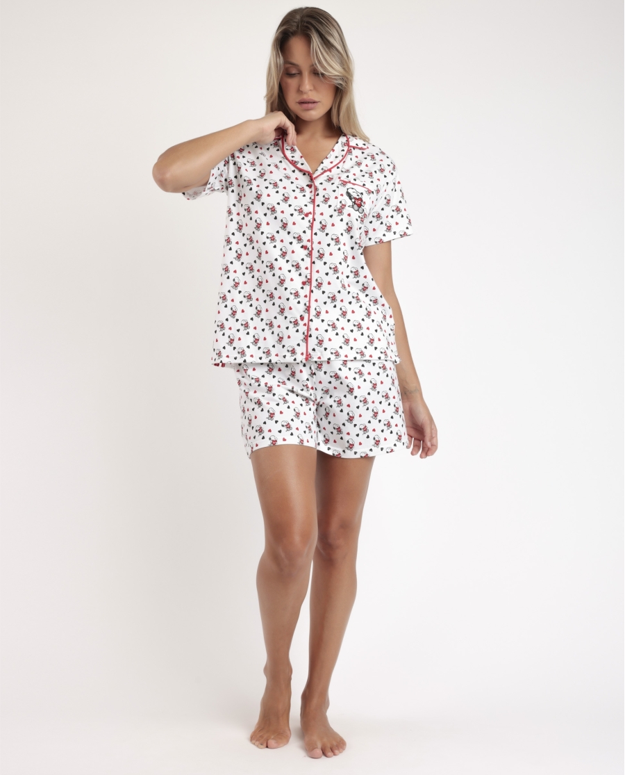 PEANUTS Pijama Abierto Manga Corta In My Heart para Mujer BLANCO