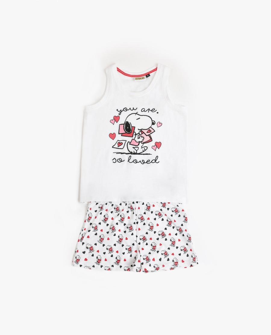 PEANUTS Pijama Sin Mangas In My Heart para Niña BLANCO
