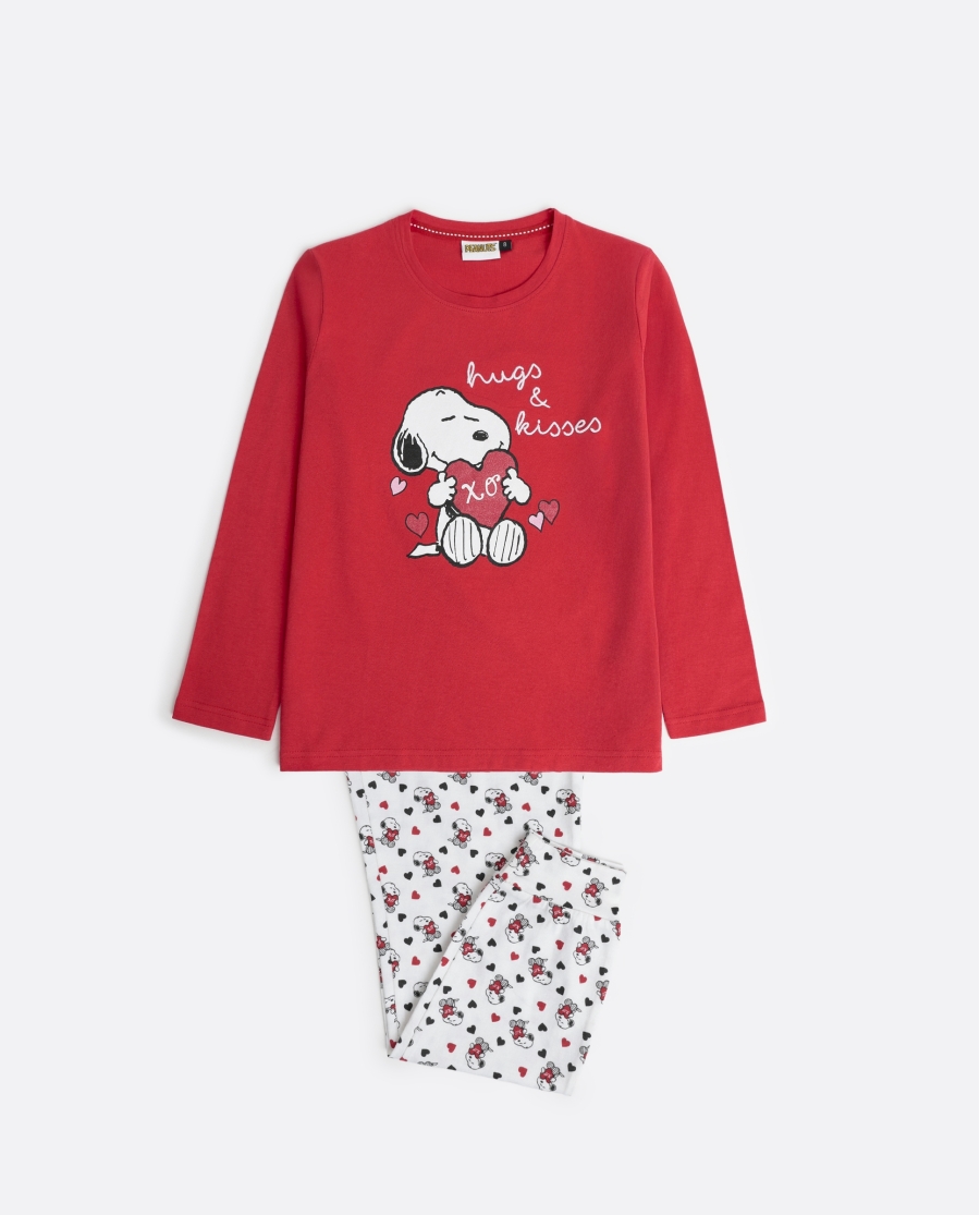 PEANUTS Pijama Manga Larga In My Heart para Niña ROJO