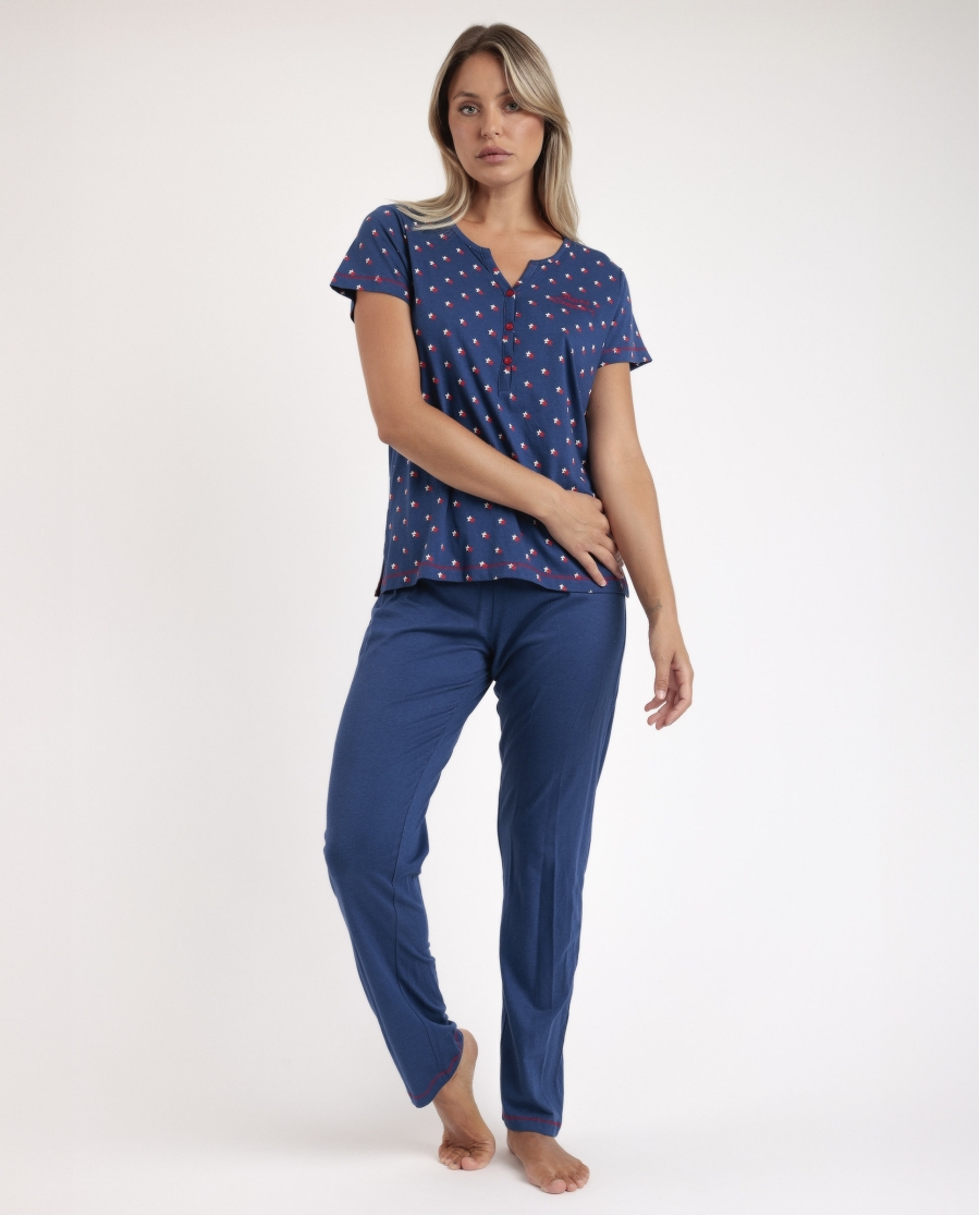 ADMAS Pijama Manga Corta Stares Dreams para Mujer MARINO