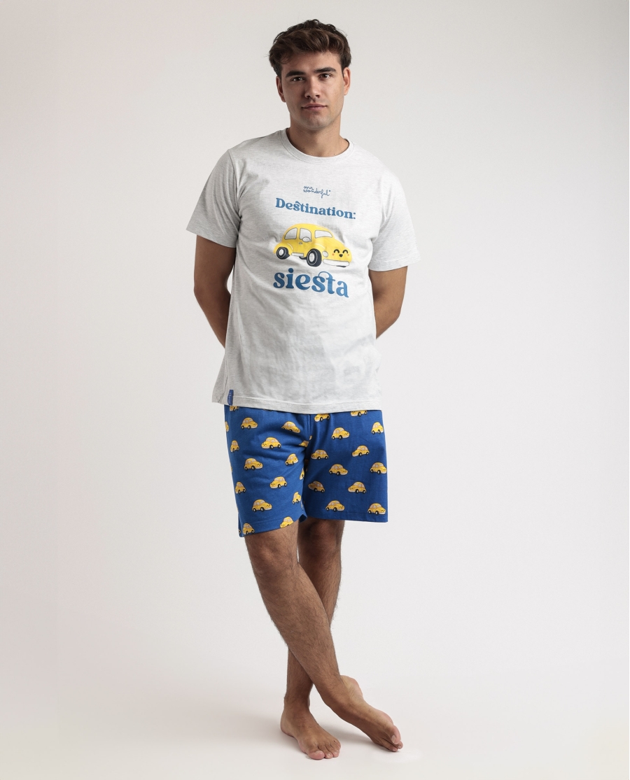MR WONDERFUL Pijama Manga Corta Siesta para Hombre GRIS JASPE