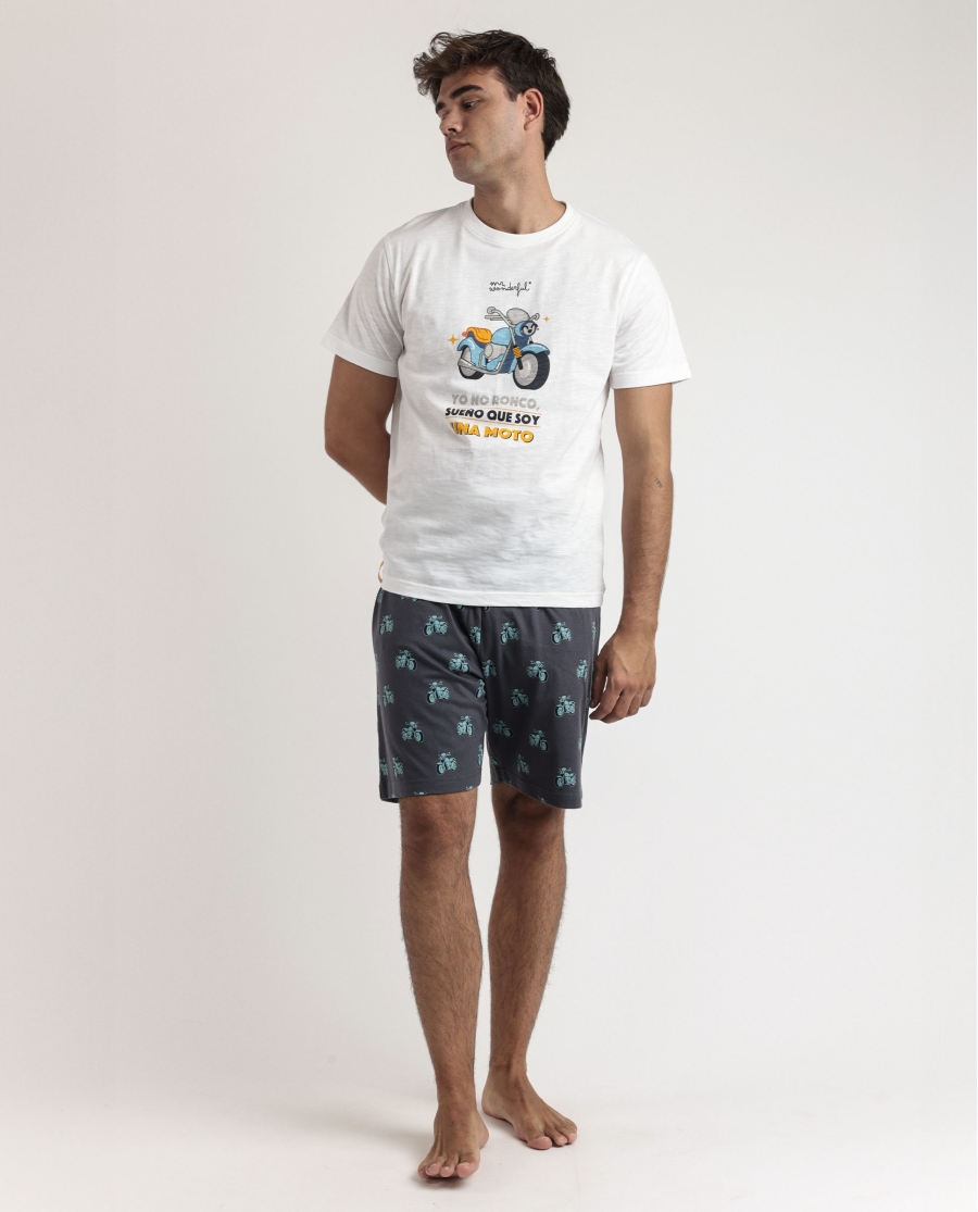 MR WONDERFUL Pijama Manga Corta Generals para Hombre BLANCO