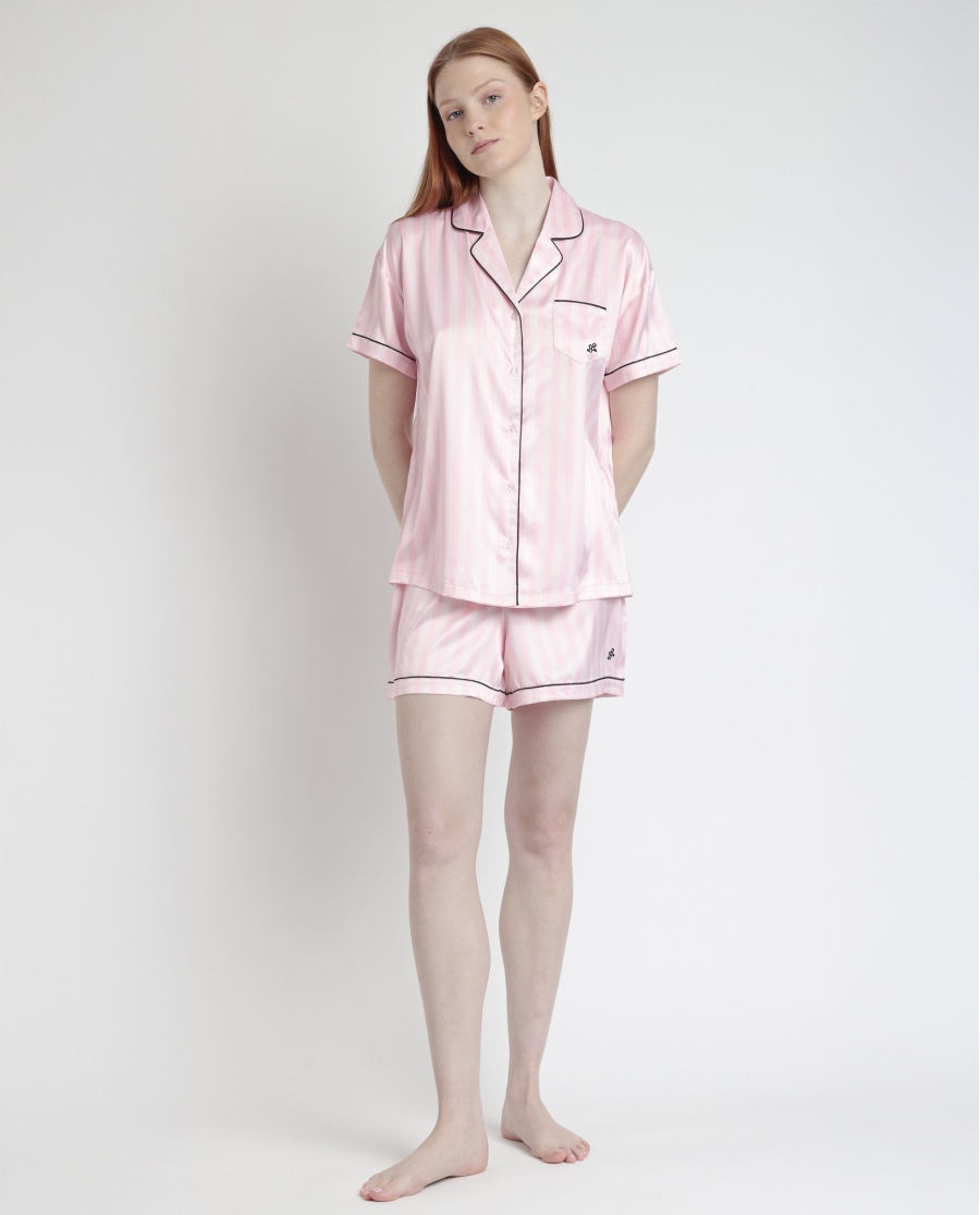 BARBIE Pijama Abierto Manga Corta Elegant Barbie para Mujer ROSA