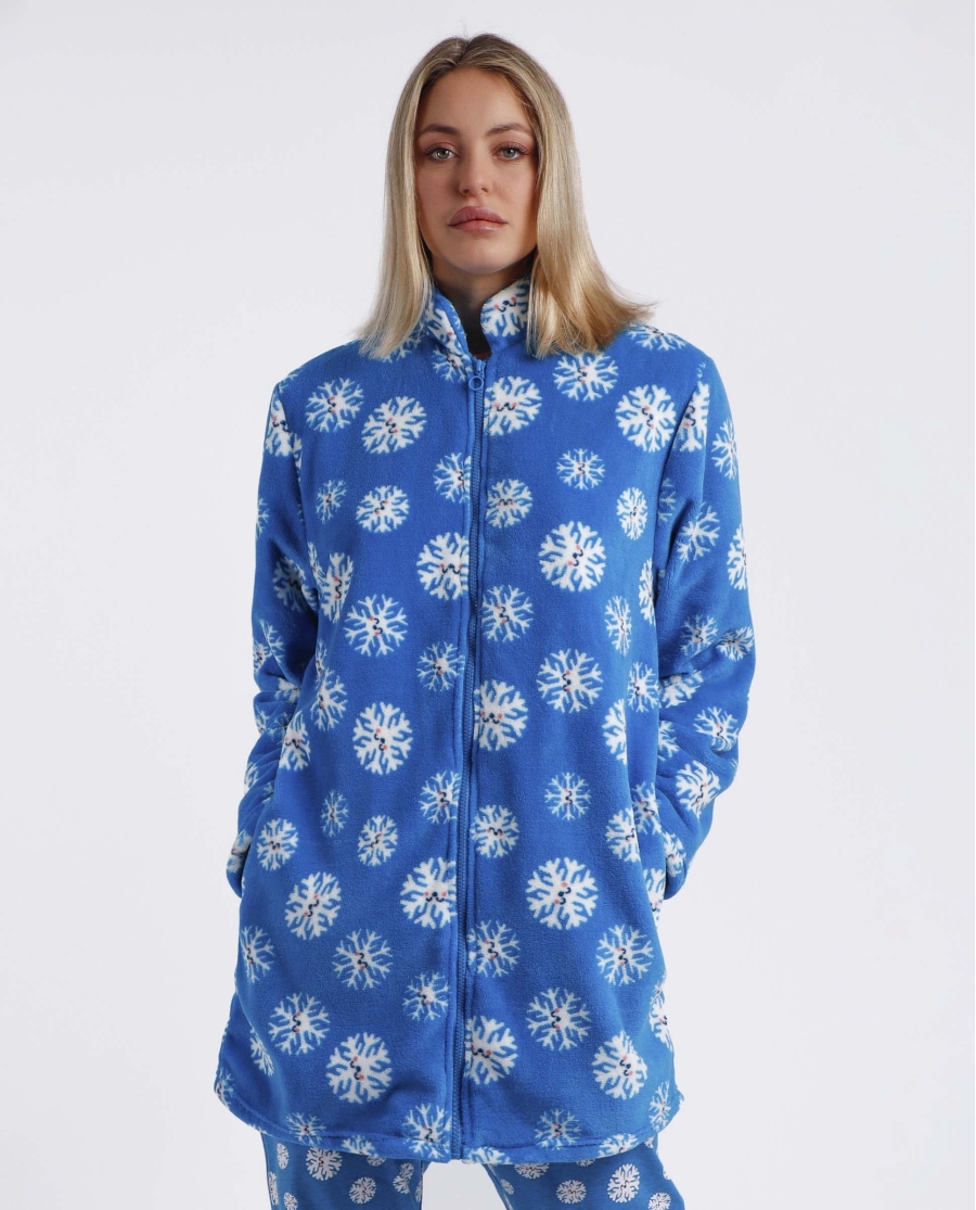 MR WONDERFUL Bata Manga Larga Calentita Shine para Mujer AZUL