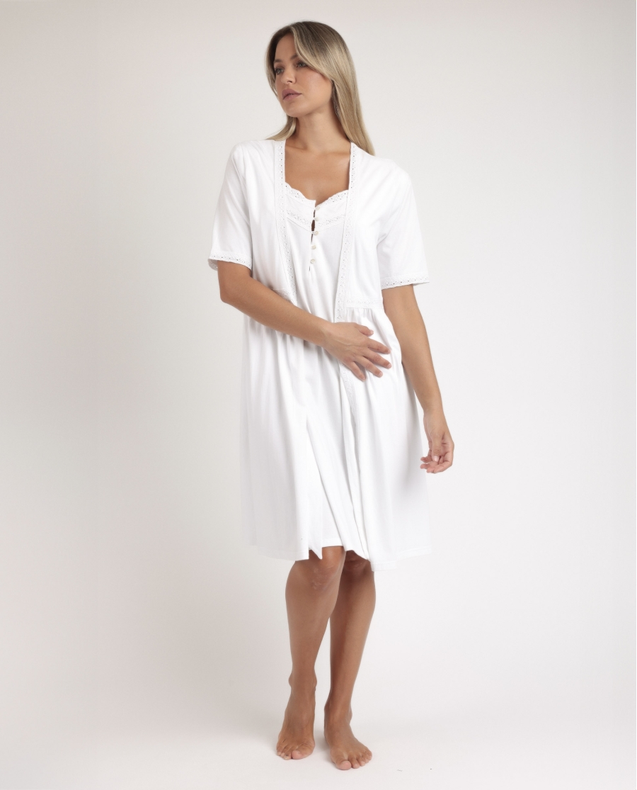 ADMAS CLASSIC Bata Manga Corta Dream Bridge para Mujer BLANCO