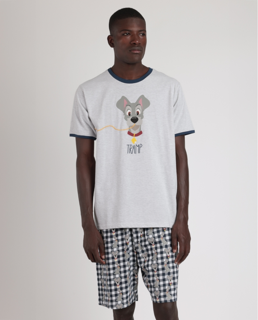 DISNEY Pijama Manga Corta Lady And The Tramp para Hombre AZUL