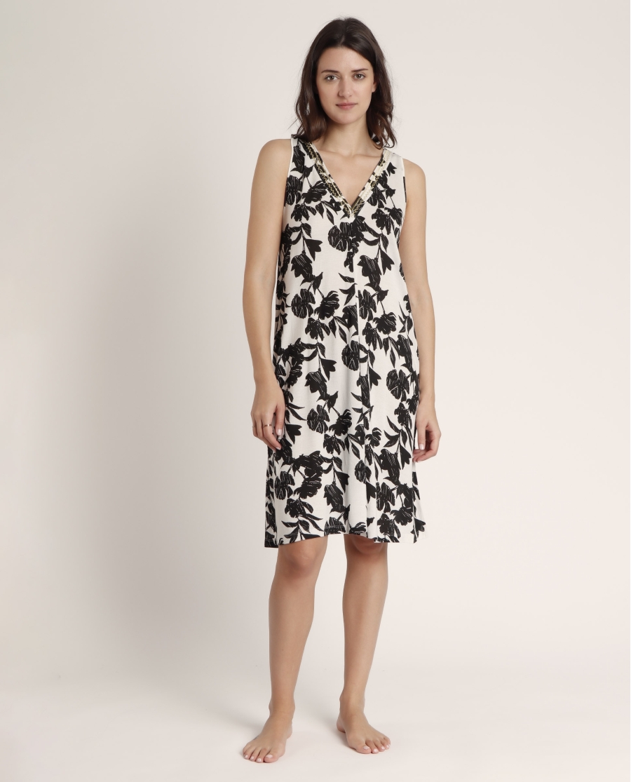 ADMAS Vestido Sin Mangas Waves para Mujer BLANCO
