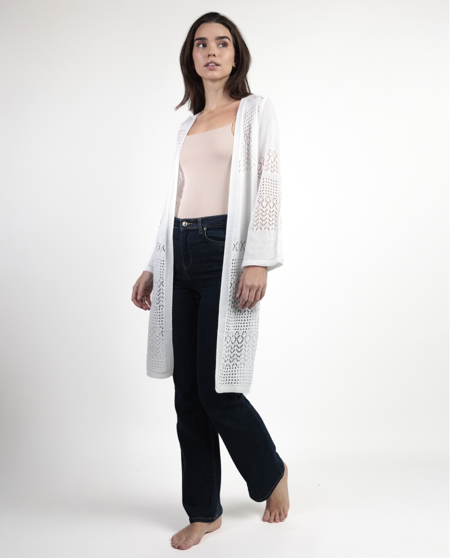 ADMAS Chaqueta Crochet para Mujer BLANCO