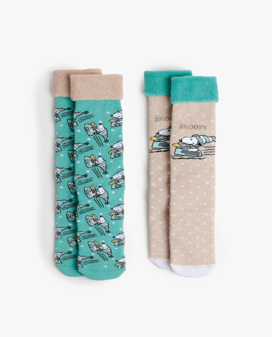 PEANUTS Calcetín Antideslizante Let It Snow para Mujer, (Caja de 6 pares) SURTIDO