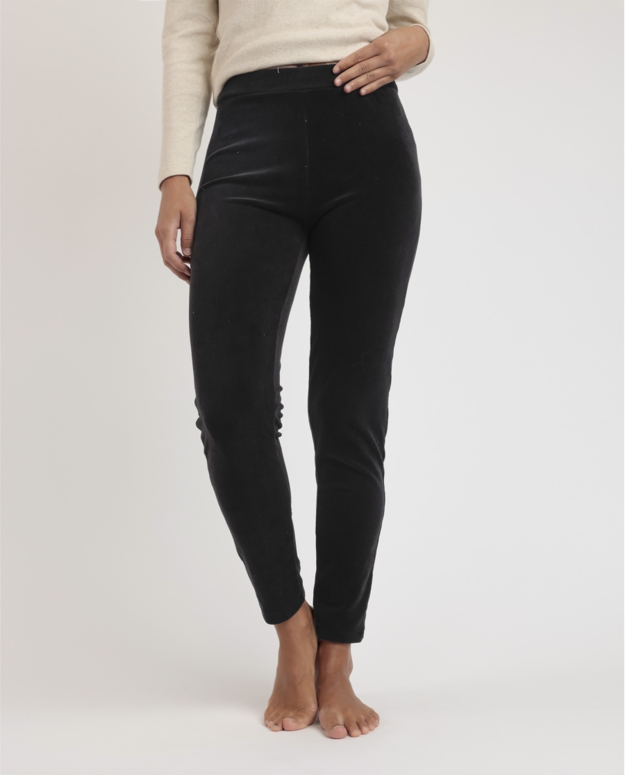 ADMAS Pantalón Elástico Largo Corduroy para Mujer NEGRO