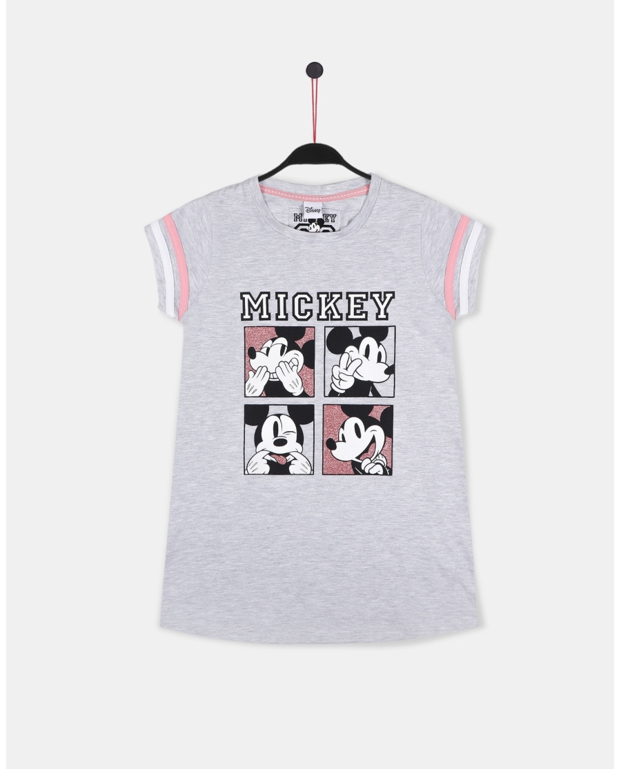DISNEY Camisola Manga Corta Mickey 28 para Niña GRIS JASPE