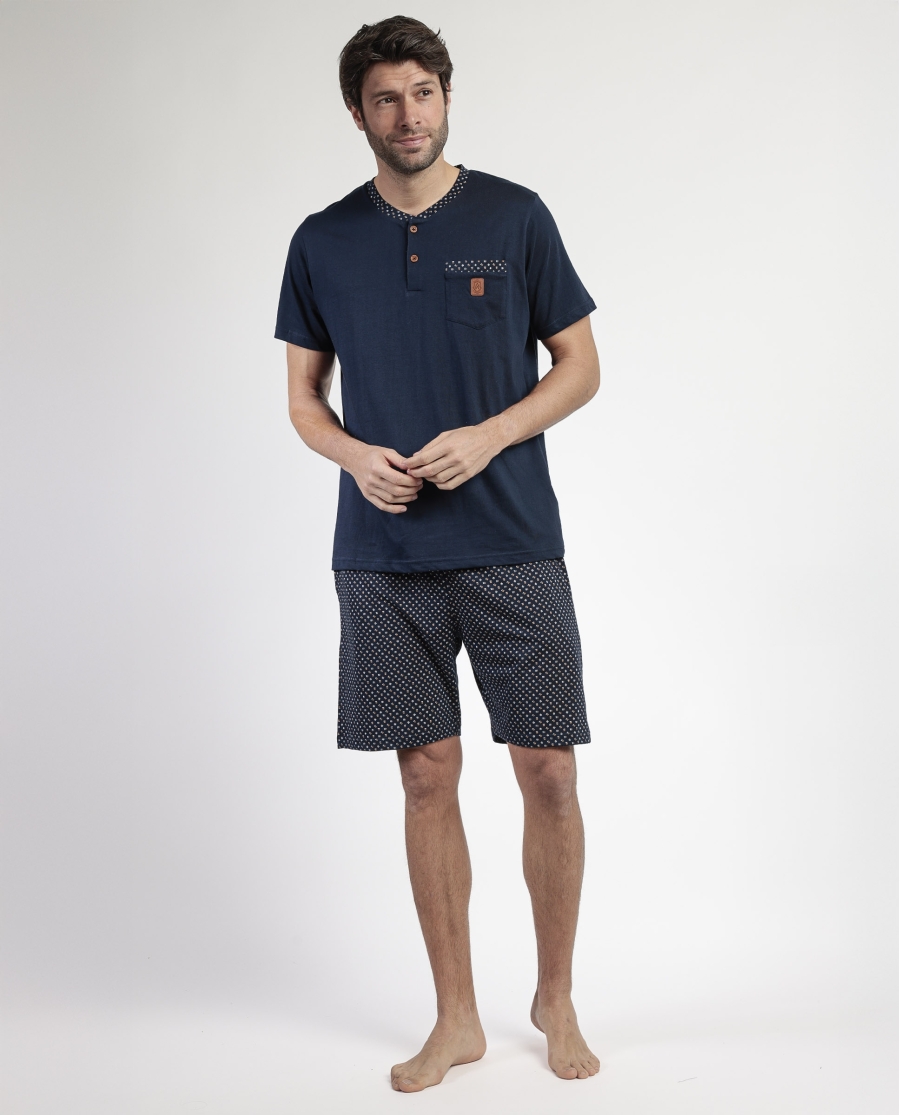 ADMAS CLASSIC Pijama Manga Corta Leather para Hombre MARINO
