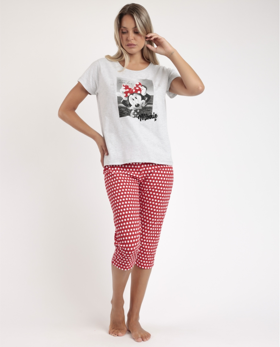 DISNEY Pijama Manga Corta Minnie Photo para Mujer GRIS JASPE