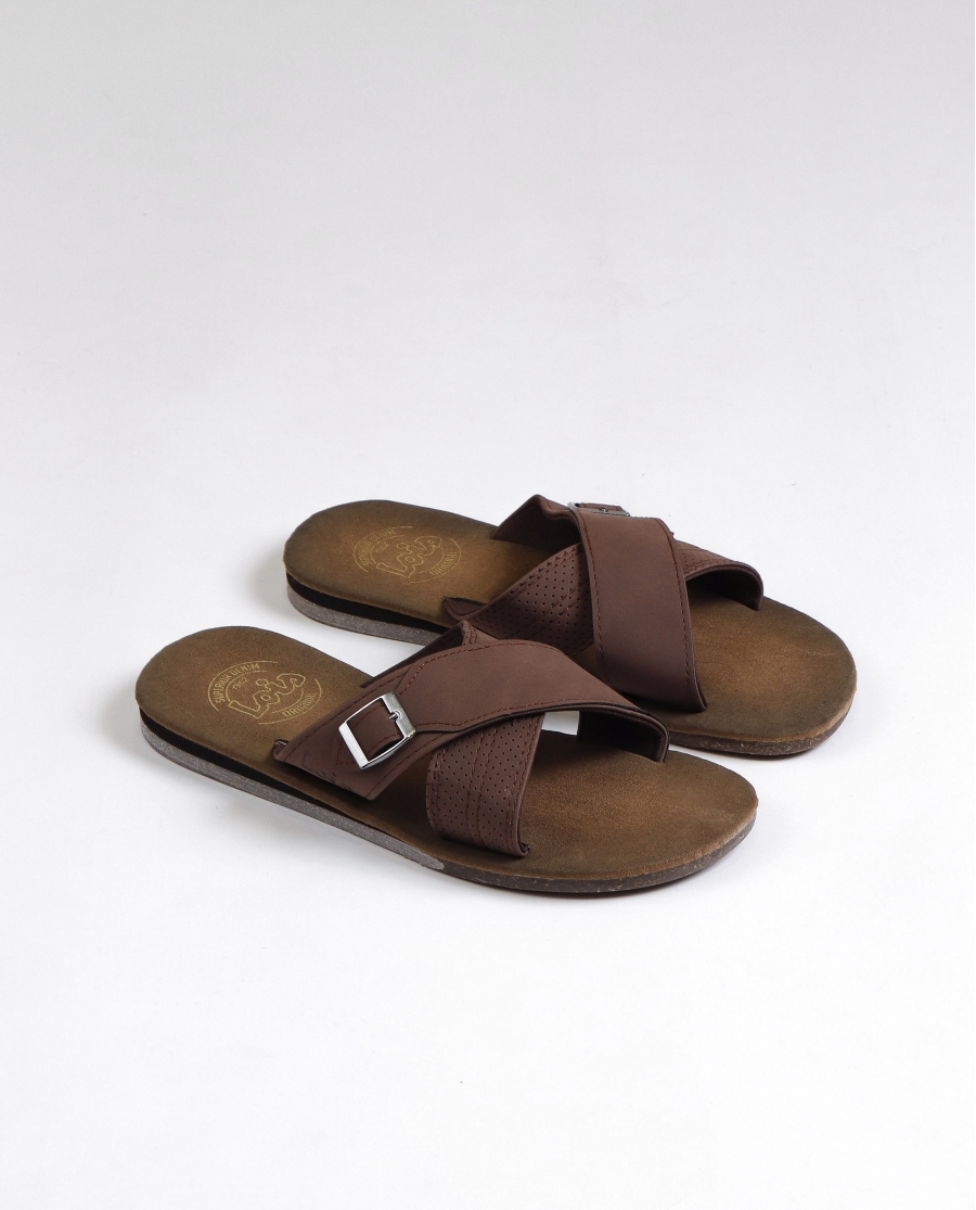 LOIS Chanclas Tiras Cuero para Hombre BROWN
