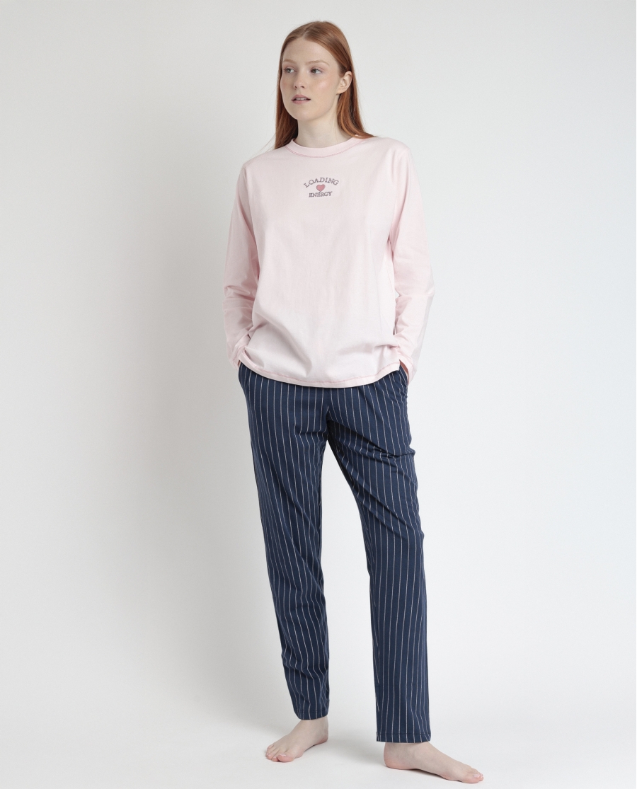 STAY AT HOME Pijama Manga Larga Loading Energy para Mujer PETALO