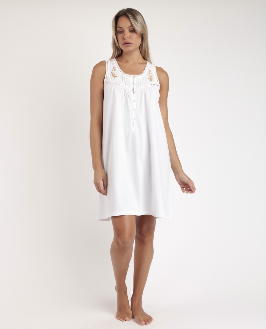 ADMAS CLASSIC Camisola Sin Mangas Embroidery Colors para Mujer BLANCO