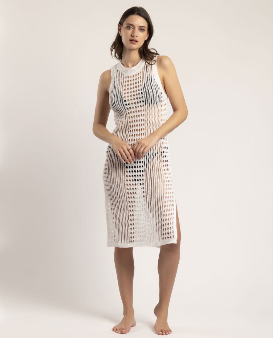 ADMAS Vestido Sin Mangas Calado Open Knit para Mujer CRUDO