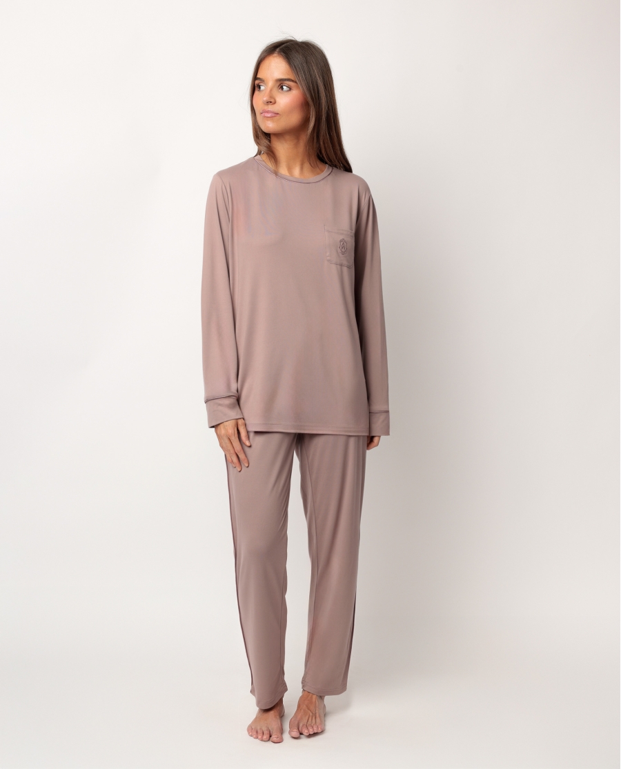 ADMAS CLASSIC Pijama Manga Larga Soft Sleep para Mujer MOKA