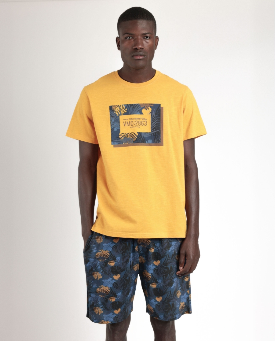 ADMAS Pijama Manga Corta Denver para Hombre MOSTAZA