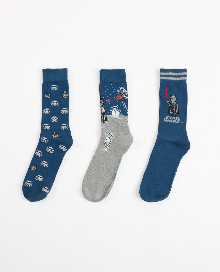 STAR WARS Calcetín Mediano Snow Wars para Hombre, (Caja de 3 unidades) PACK FANTASIA