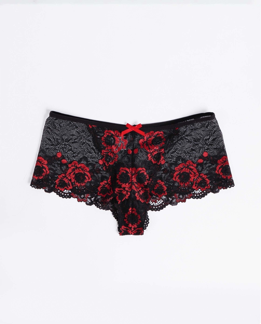 ADMAS Culotte y Tanga Puntilla Bicolor para Mujer, (Caja de 12 unidades) NEGRO