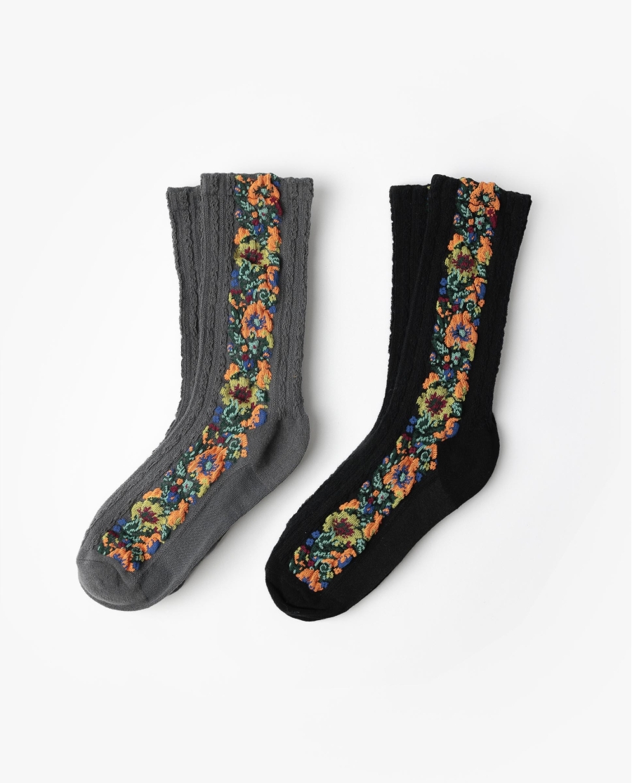 ADMAS GARDEN Calcetín de Caña Normal Lateral Flowers para Mujer, (Caja de 6 pares) SURTIDO