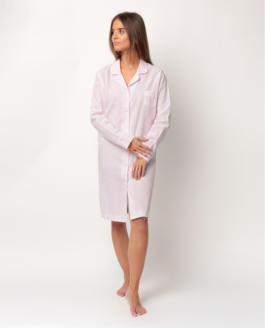 ADMAS HOME Camisola Manga Larga Abierta Popelín Stripes Home para Mujer ROSA
