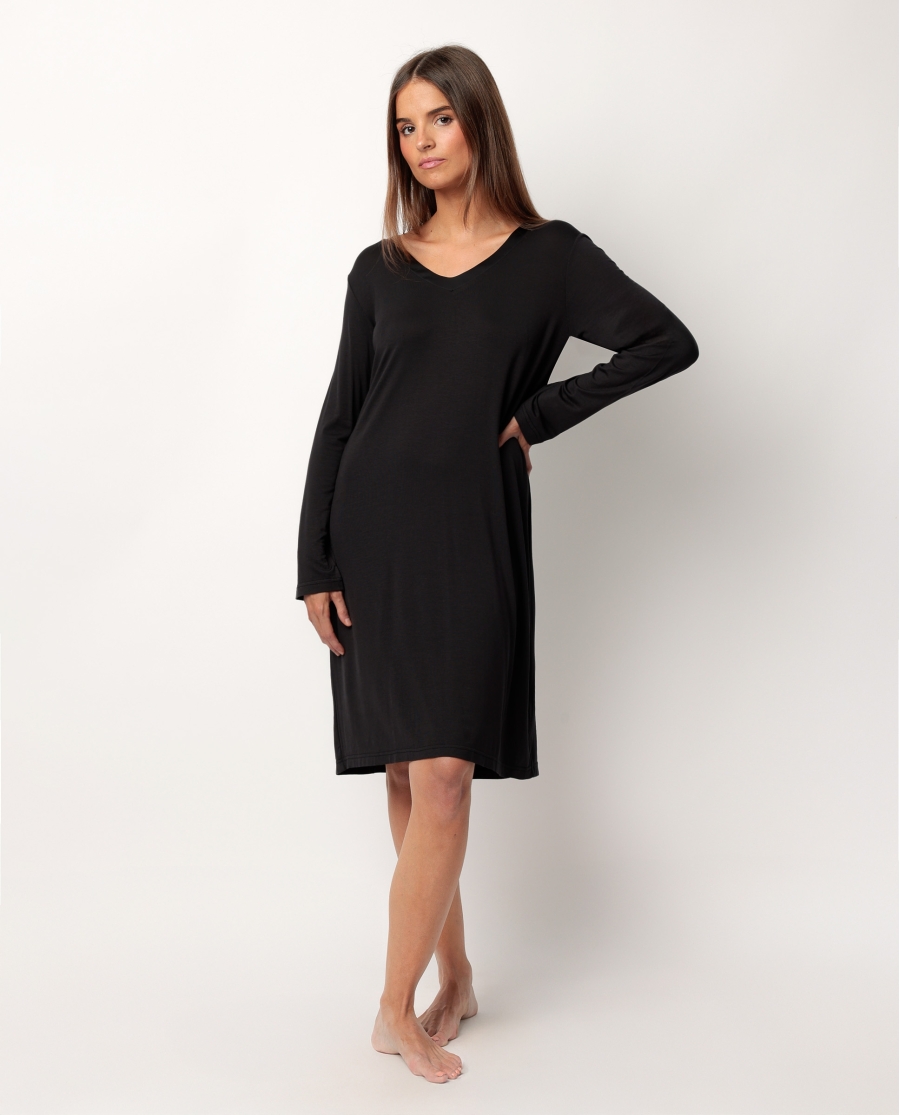 ADMAS LUXURY Camisola Manga Larga Luxury Lisos para Mujer NEGRO