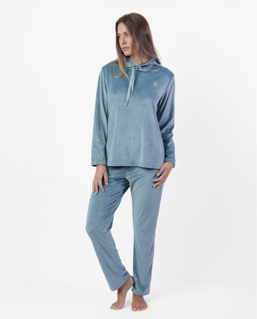 ADMAS LUXURY Pijama Manga Larga Velvet Tracksuit para Mujer AZUL