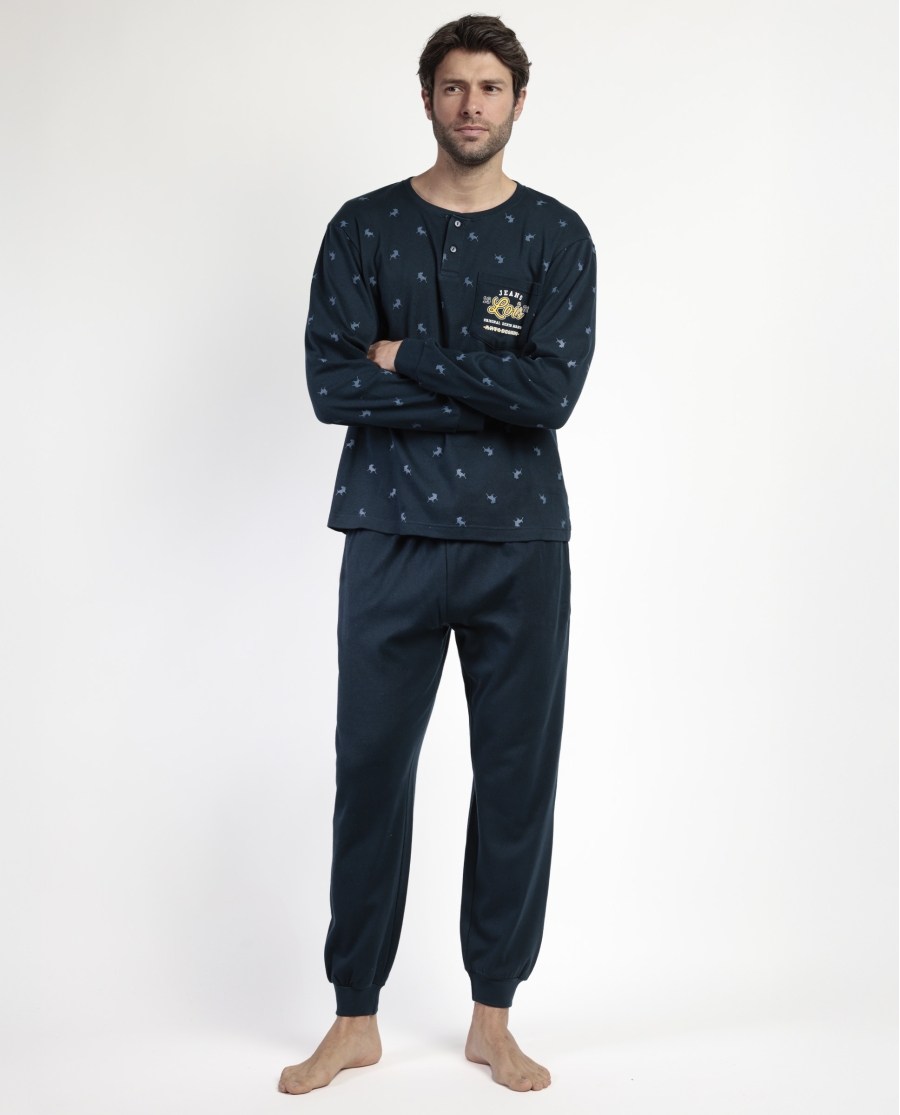 LOIS Pijama Manga Larga Tapeta Snow para Hombre MARINO
