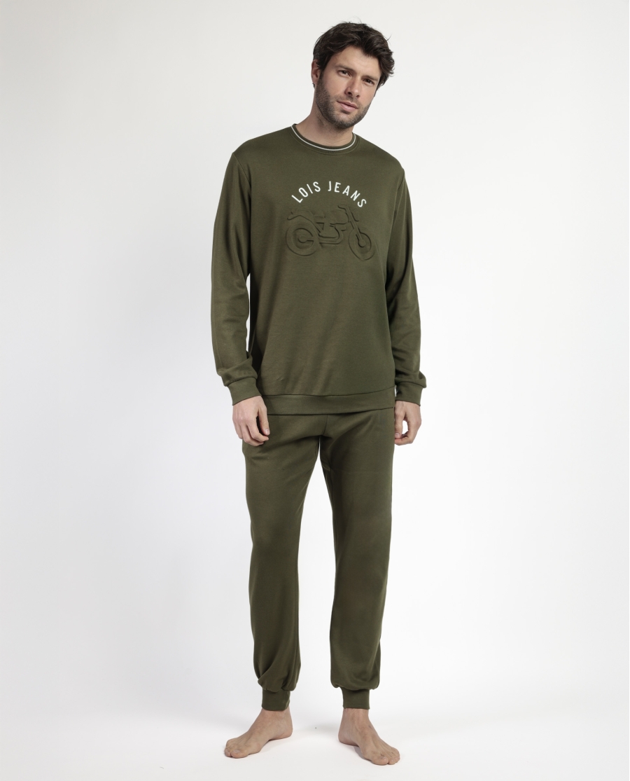 LOIS Pijama Manga Larga Embossing para Hombre CAQUI