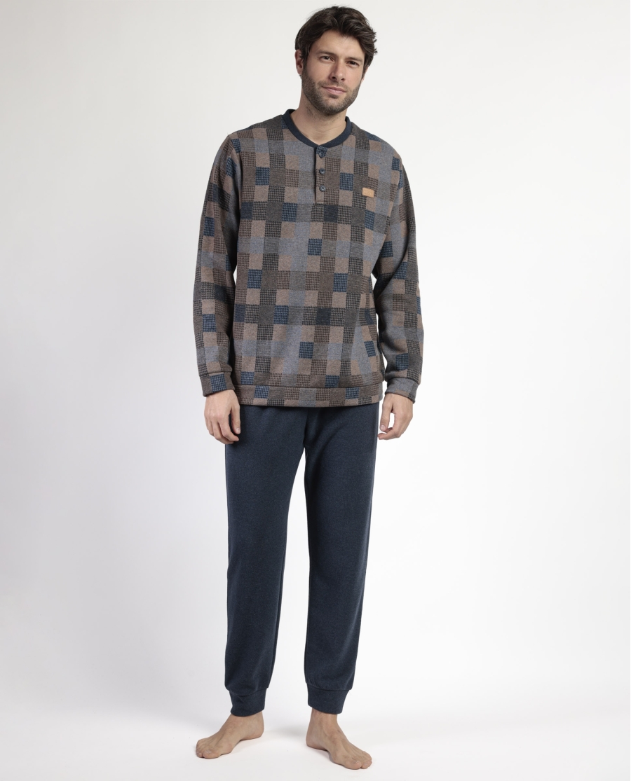ANTONIO MIRO Pijama Manga Larga Tapeta Rectangles para Hombre MARRON