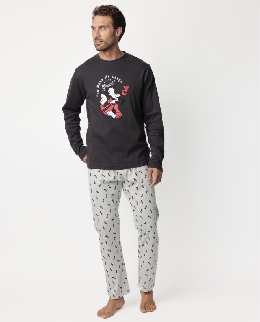 DISNEY Pijama Manga Larga You Make Me Laugh para Hombre MARENGO