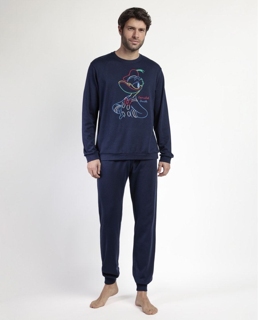 DISNEY Pijama Manga Larga Donald Ok para Hombre MARINO