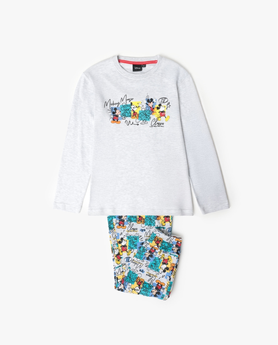 DISNEY Pijama Manga Larga Original Mickey para Niño GRIS JASPE