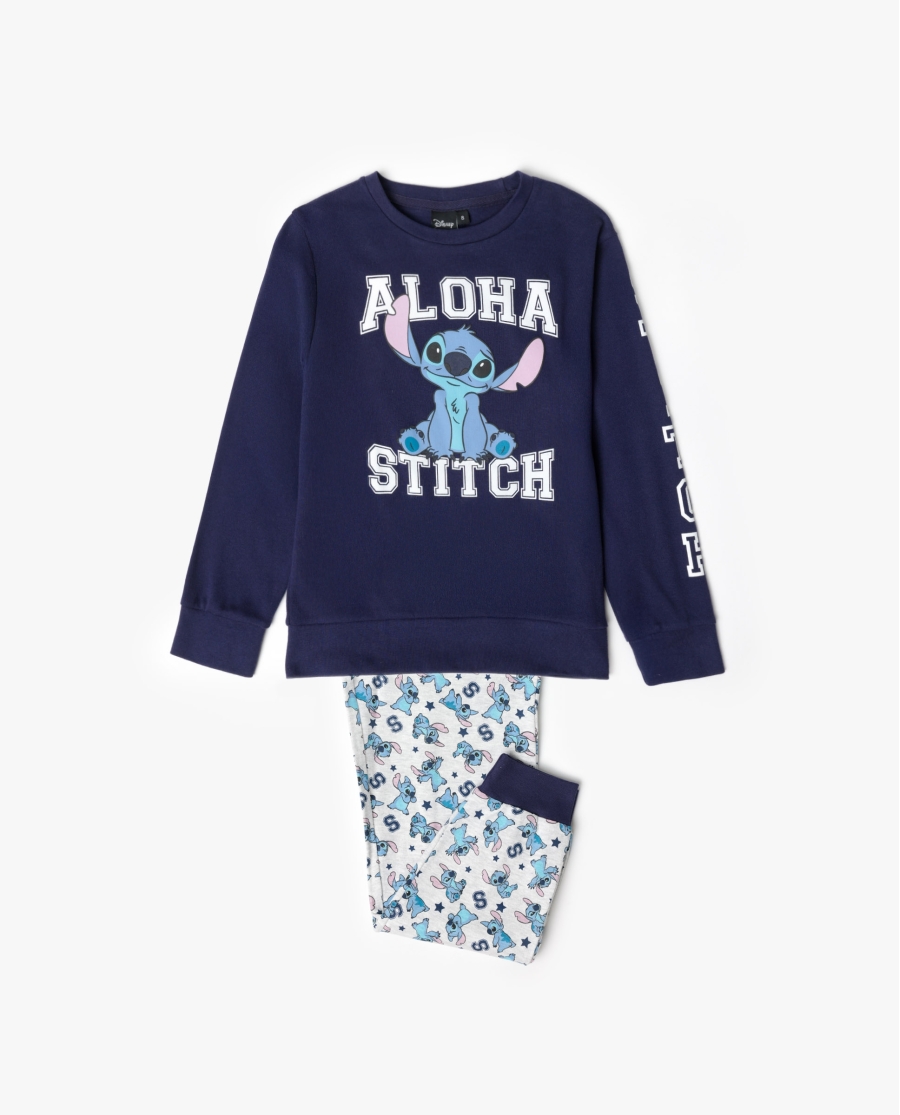 DISNEY Pijama Manga Larga Aloha Stitch para Niño MARINO