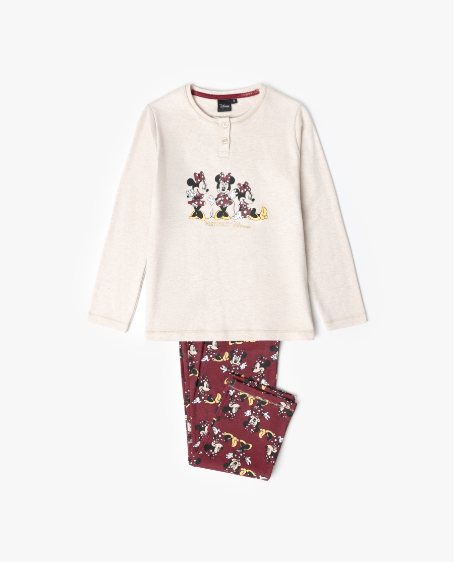 DISNEY Pijama Manga Larga Tapeta Minnie Mouse para Niña CRUDO