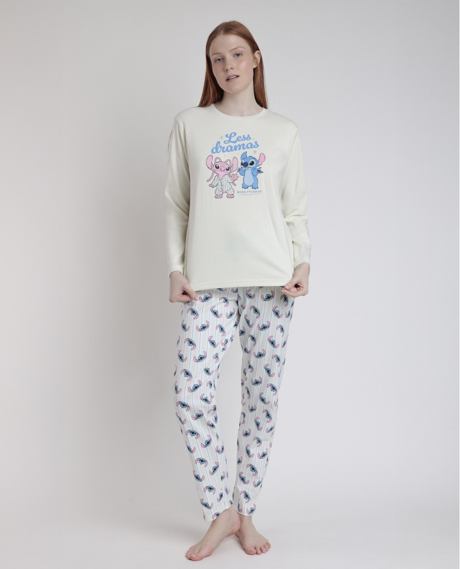 DISNEY Pijama Manga Larga Stitch Pyjamas para Mujer MENTA