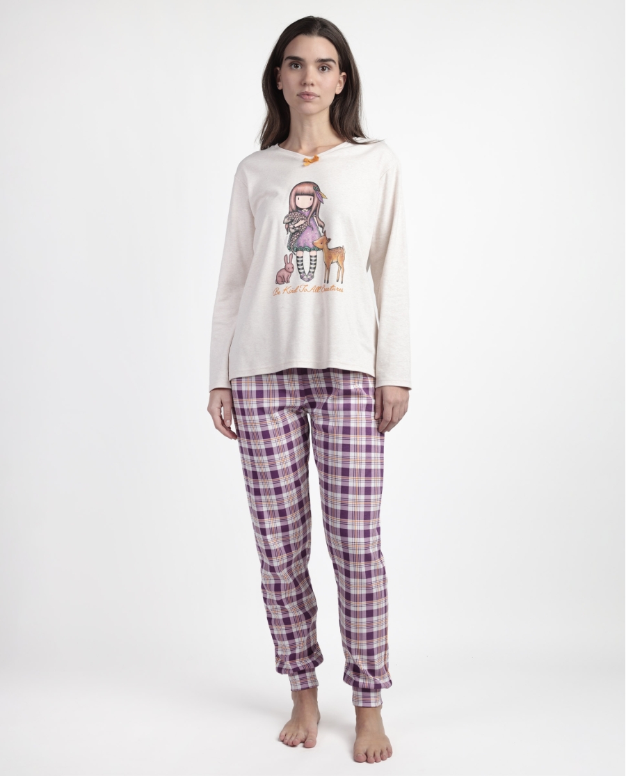 SANTORO GORJUSS Pijama Manga Larga Be Kind To All Creatures para Mujer BEIGE